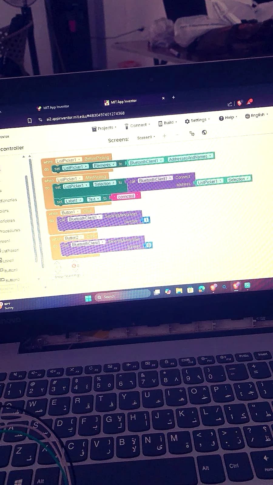 Building the phone controller in App Inventor