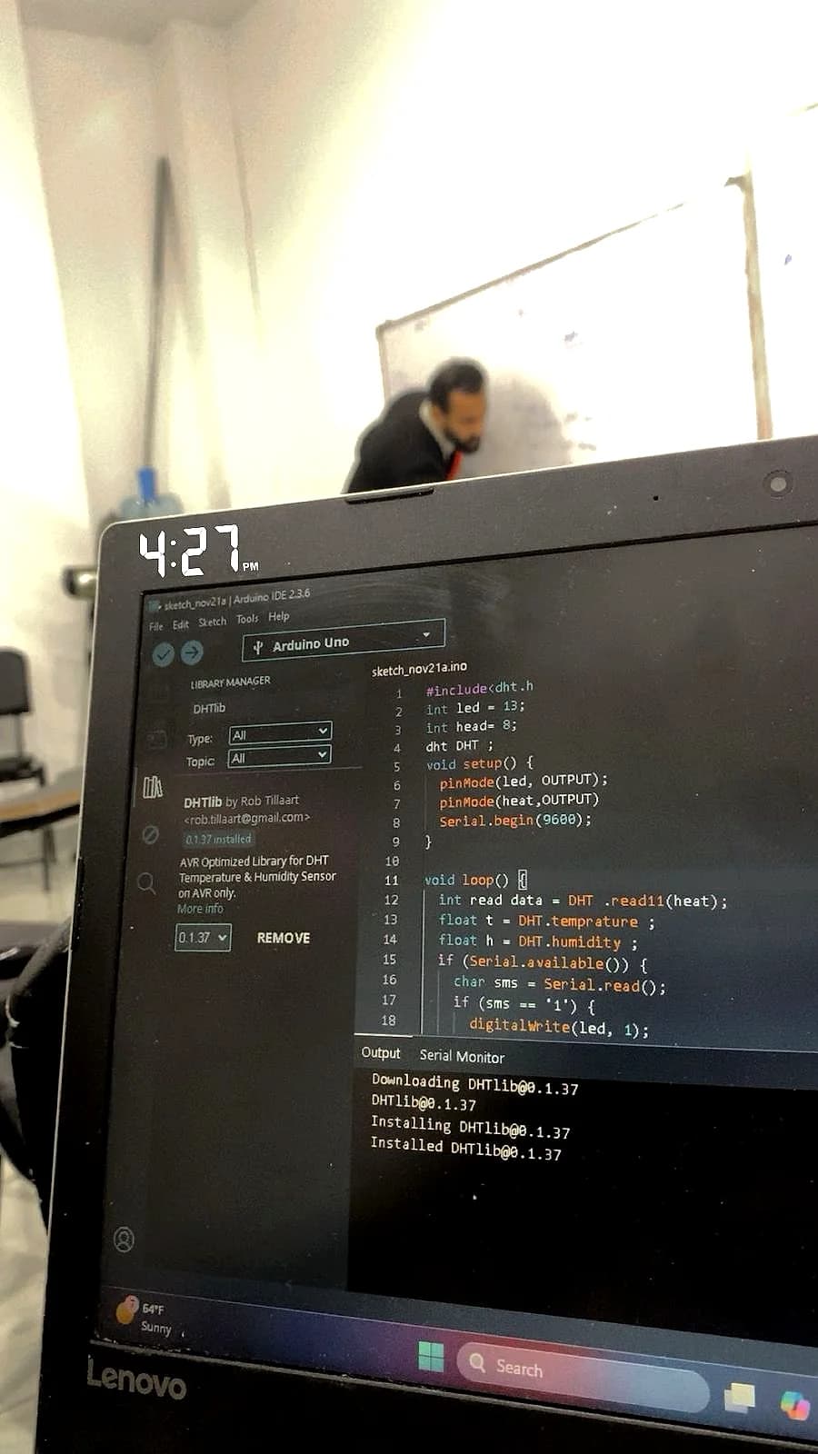 Live in class — writing real Arduino code
